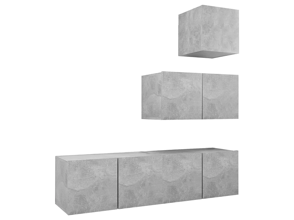 4-tlg. TV-Schrank-Set,TV-Möbel Betongrau Holzwerkstoff -gkd469096