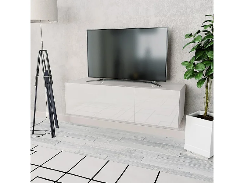 Mueble para TV madera contrachapada blanco brillo 120x40x34 cm ES89039