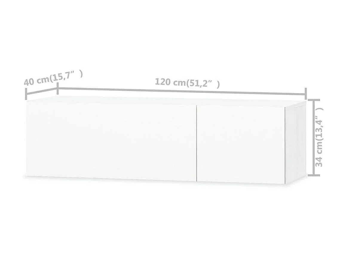 Mueble para TV madera contrachapada blanco brillo 120x40x34 cm ES89039
