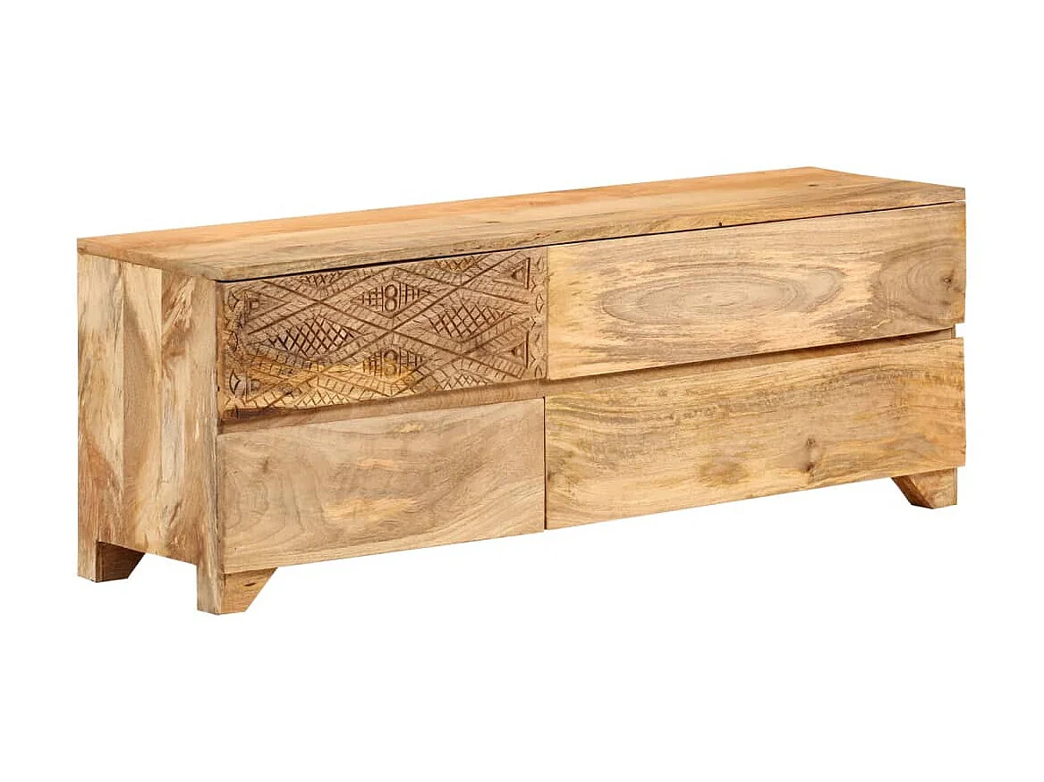 Meuble TV Bois de manguier solide 110x30x40 cm BE26836