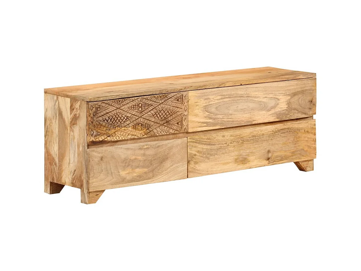 Meuble TV Bois de manguier solide 110x30x40 cm BE26836