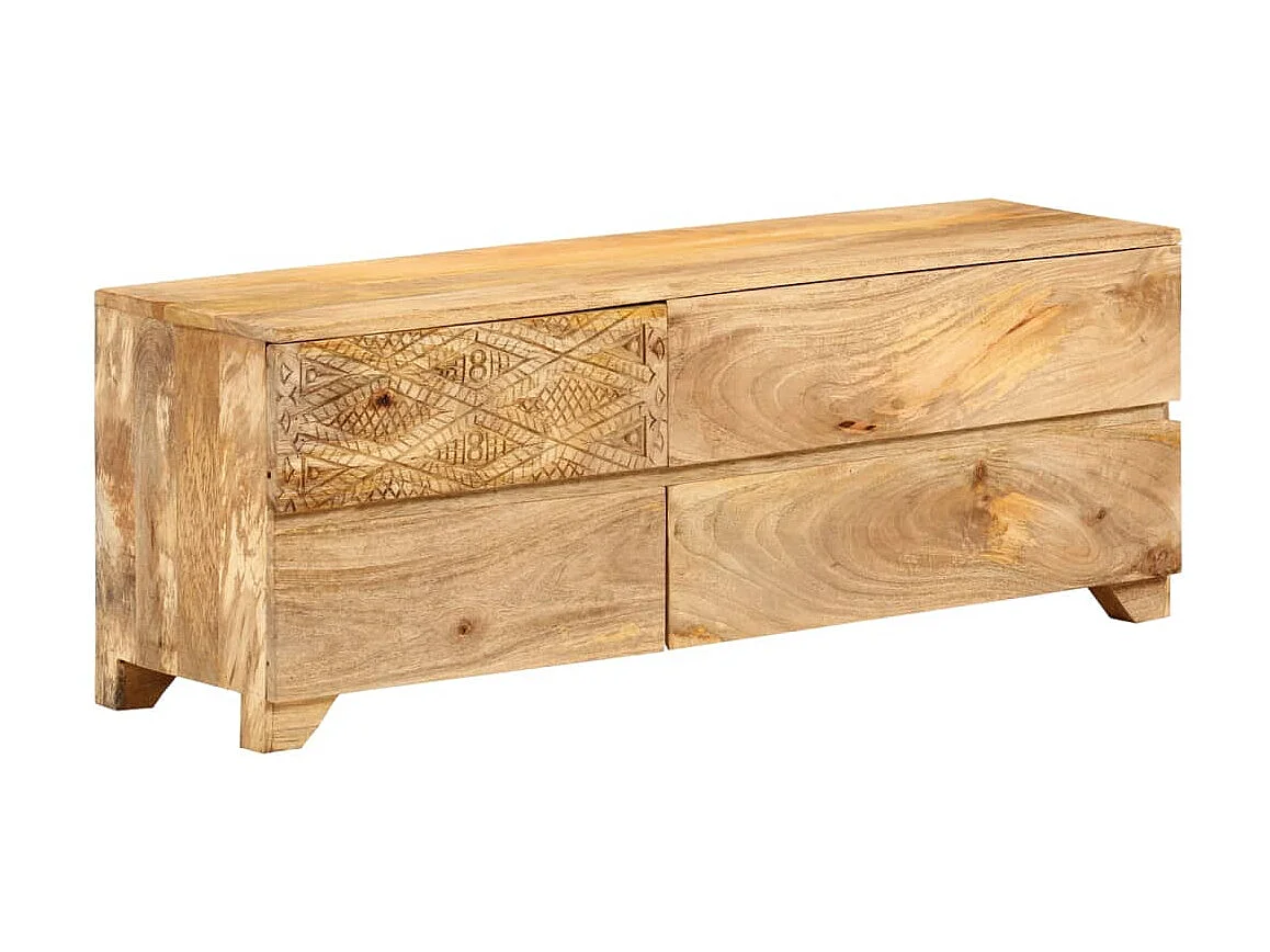 Meuble TV Bois de manguier solide 110x30x40 cm BE26836
