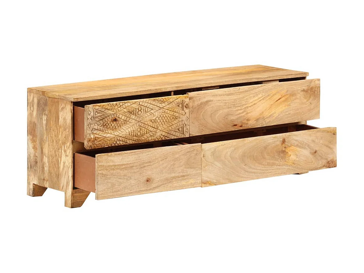 Meuble TV Bois de manguier solide 110x30x40 cm BE26836