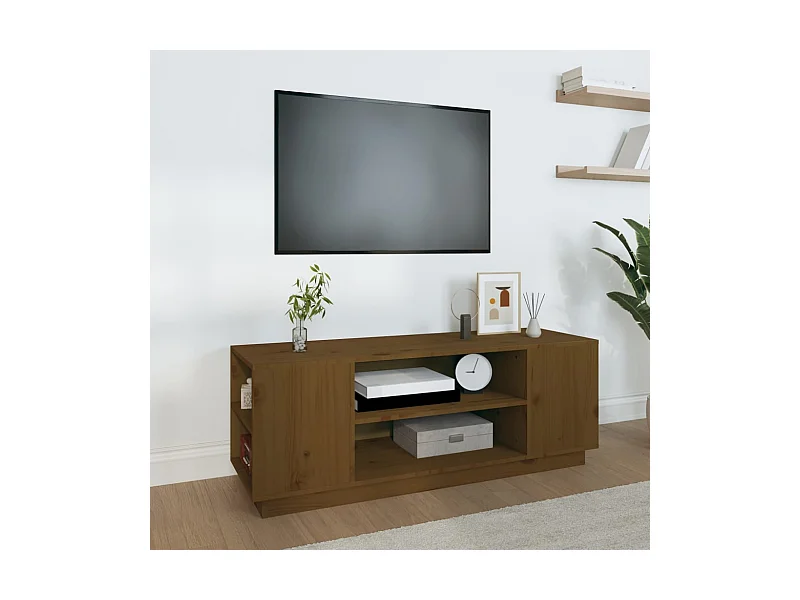 TV-Schrank,TV-Möbel Honigbraun 110x35x40,5 cm Massivholz Kiefer -gkd998445