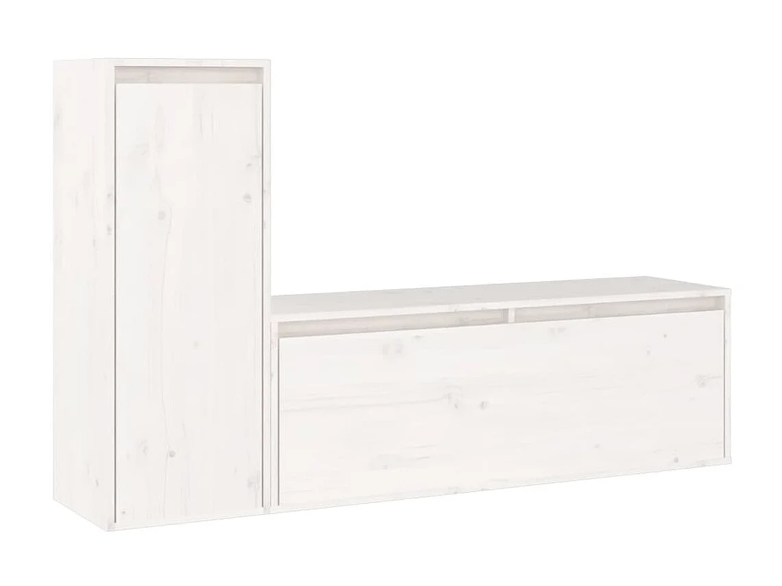 2 Stk.TV-Schränke,TV-Möbel Weiß Massivholz Kiefer -gkd560480