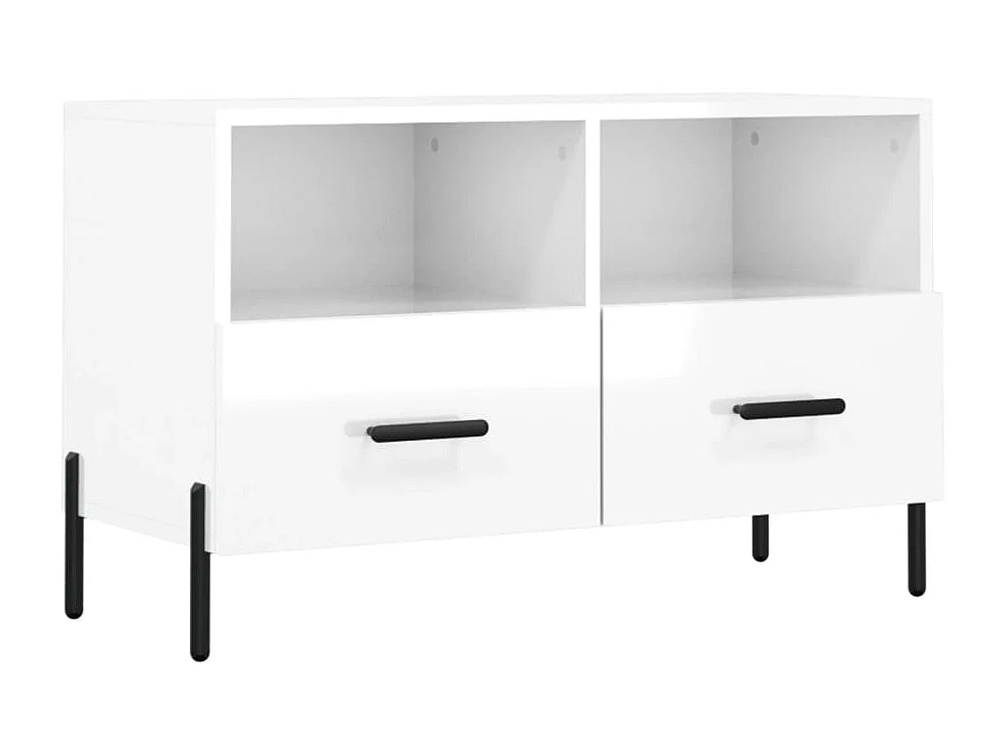 Meuble TV Blanc brillant 80x36x50 cm Bois d'ingénierie BE78382