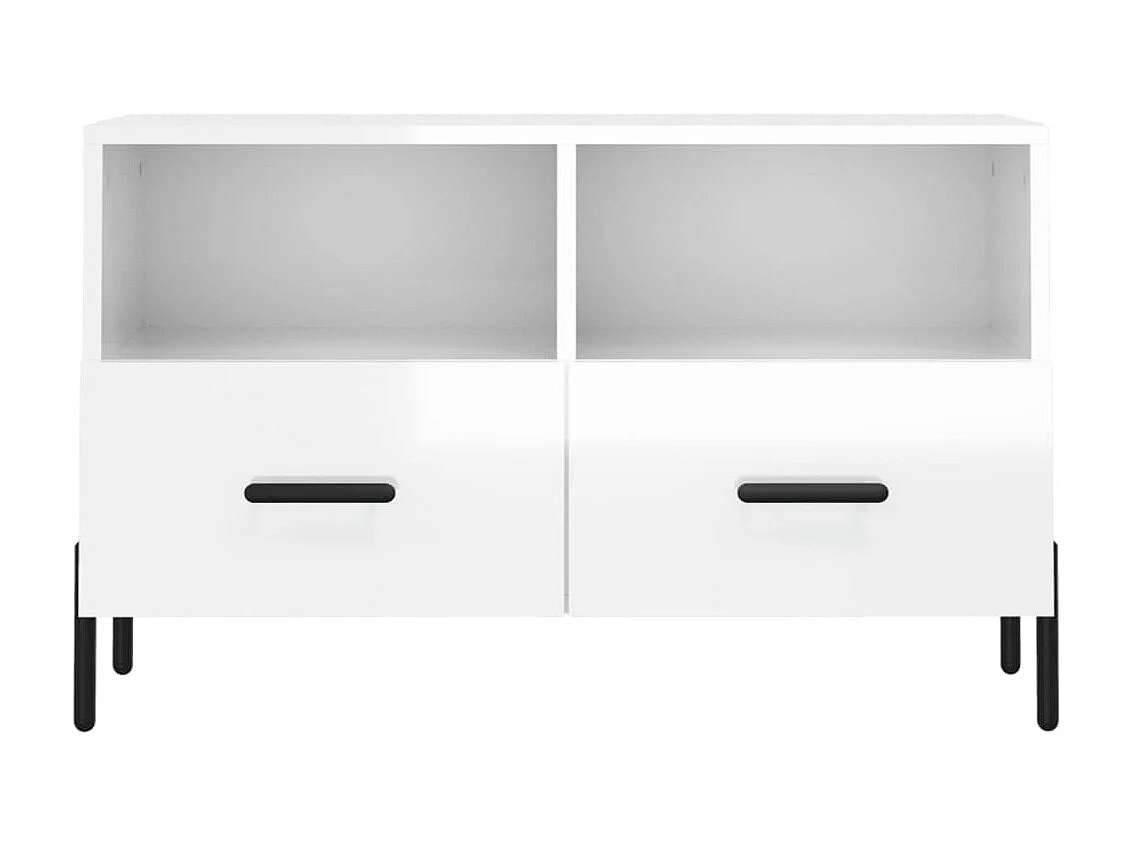 Meuble TV Blanc brillant 80x36x50 cm Bois d'ingénierie BE78382