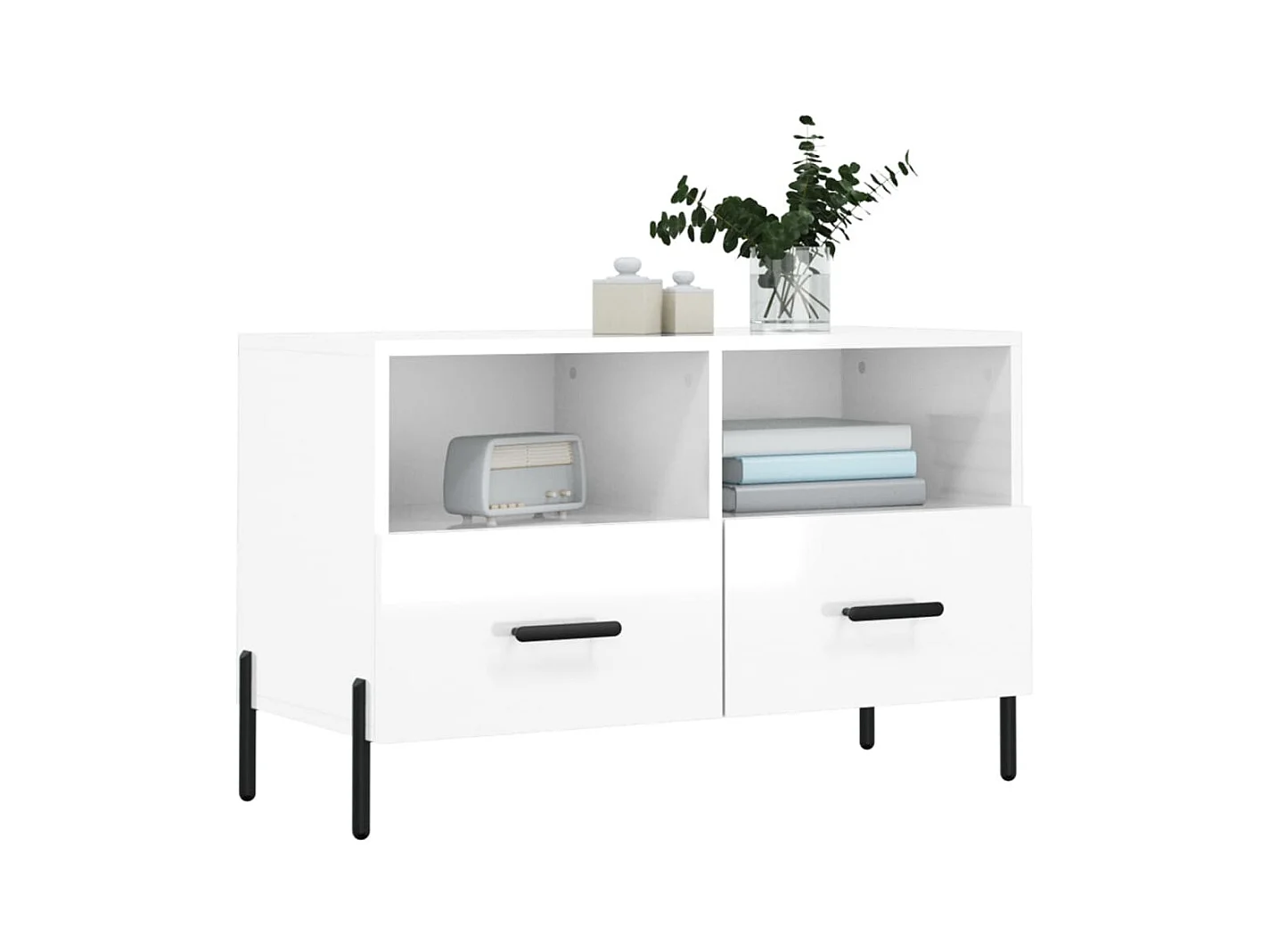 TV-Schrank,TV-Möbel Hochglanz-Weiß 80x36x50 cm Holzwerkstoff -gkd237745
