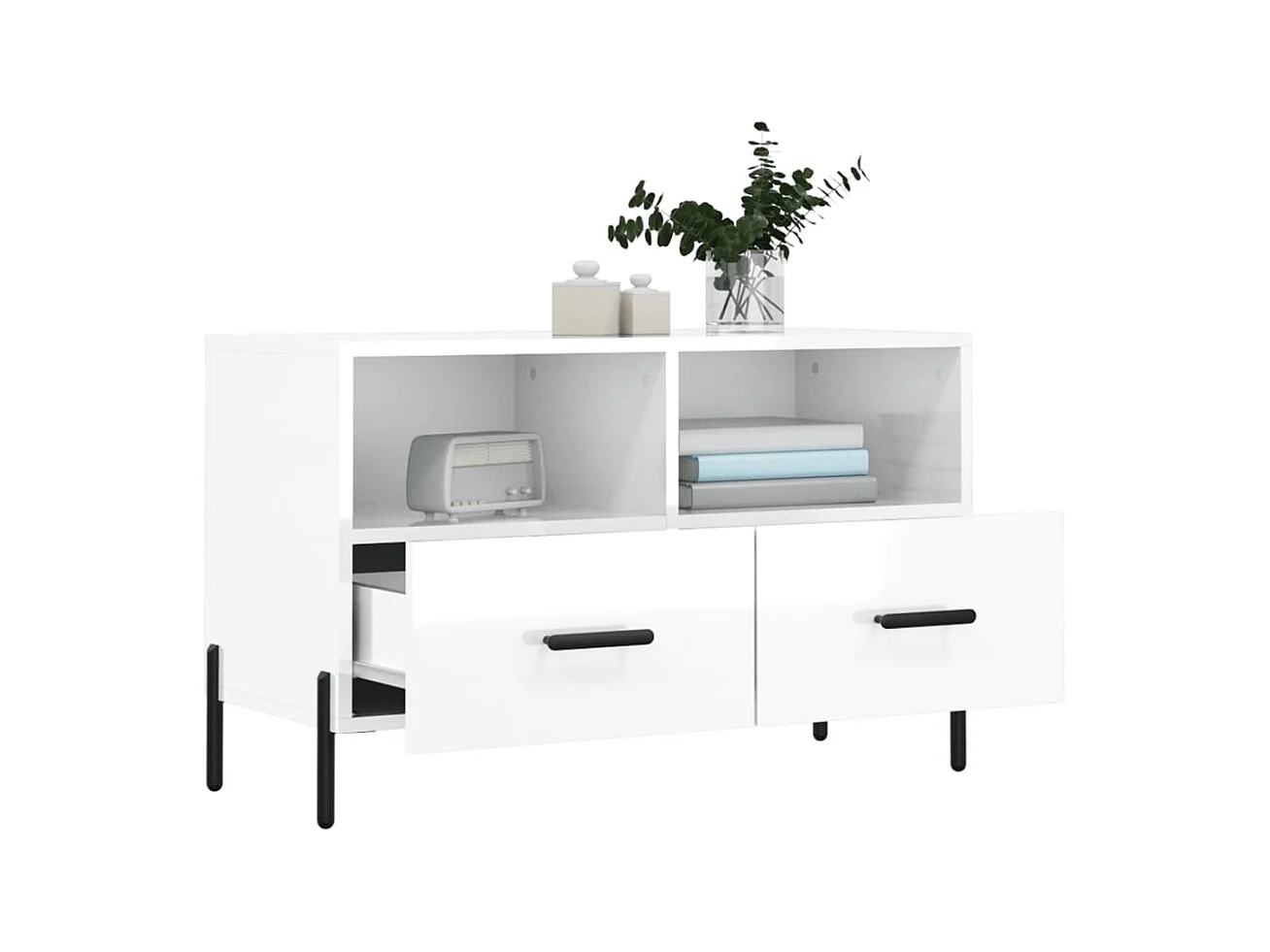 TV-Schrank,TV-Möbel Hochglanz-Weiß 80x36x50 cm Holzwerkstoff -gkd237745
