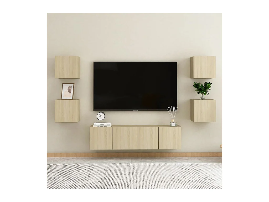 6-delige Tv-meubelset bewerkt hout sonoma eikenkleurig NL49006