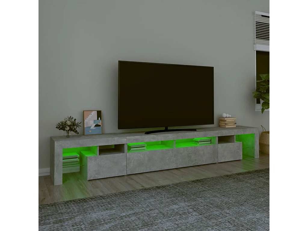 Mueble de TV con luces LED gris hormigón 260x36,5x40 cm ES11988