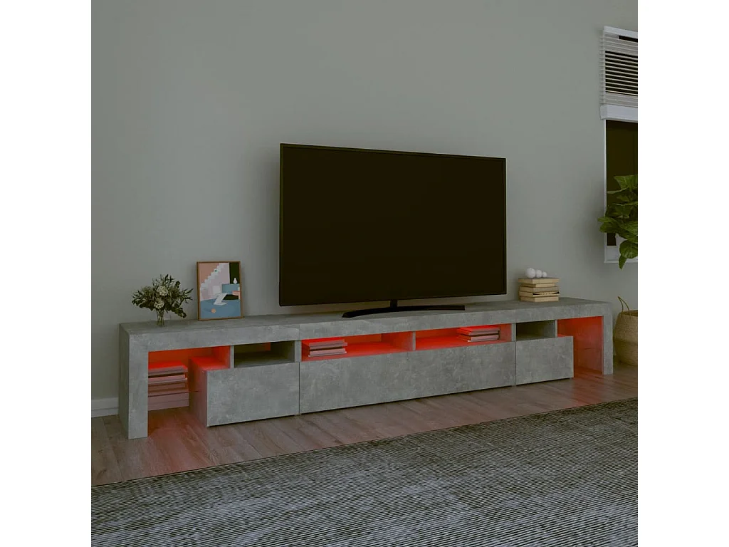 Meuble TV avec lumières LED BEis béton 260x36,5x40 cm BE56632