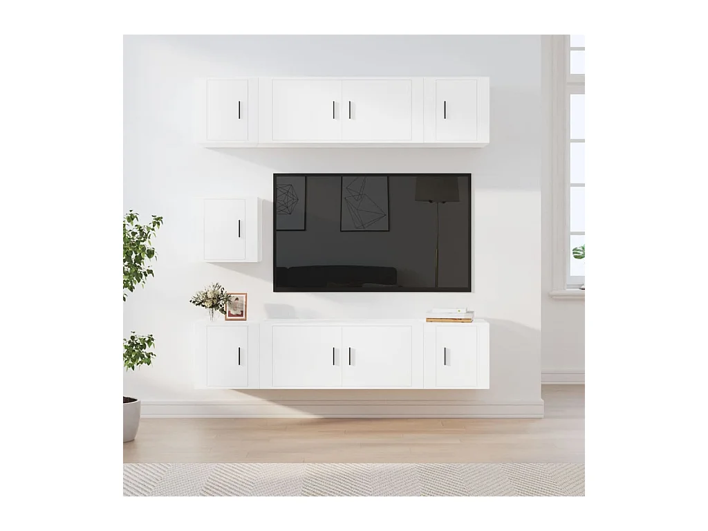Meubles TV 7 pcs Blanc Bois d'ingénierie BE12079