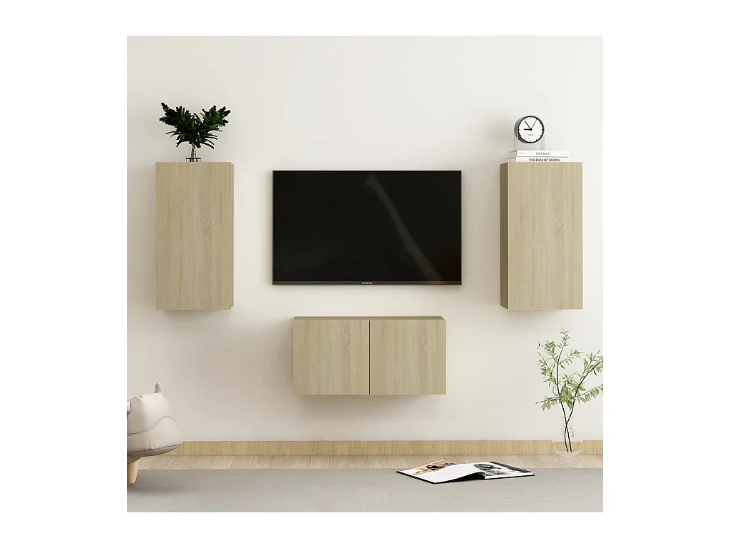 Ensemble de meubles TV 3 pcs Chêne sonoma Bois d'ingénierie BE87446