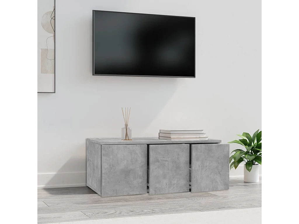 Meuble TV Gris béton 80x34x30 cm Aggloméré BE52343