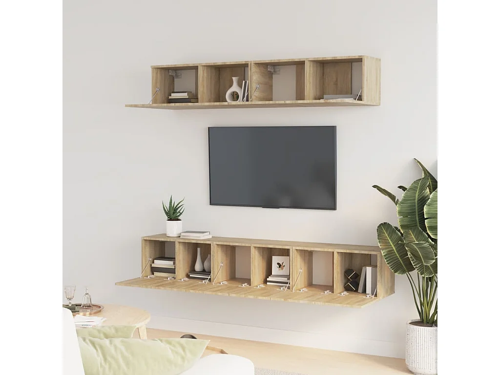 5-tlg. TV-Schrank-Set,TV-Möbel Sonoma-Eiche Holzwerkstoff -gkd288868