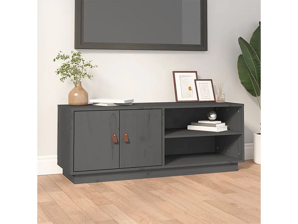 TV-Schrank,TV-Möbel Grau 105x34x40 cm Massivholz Kiefer -gkd267613