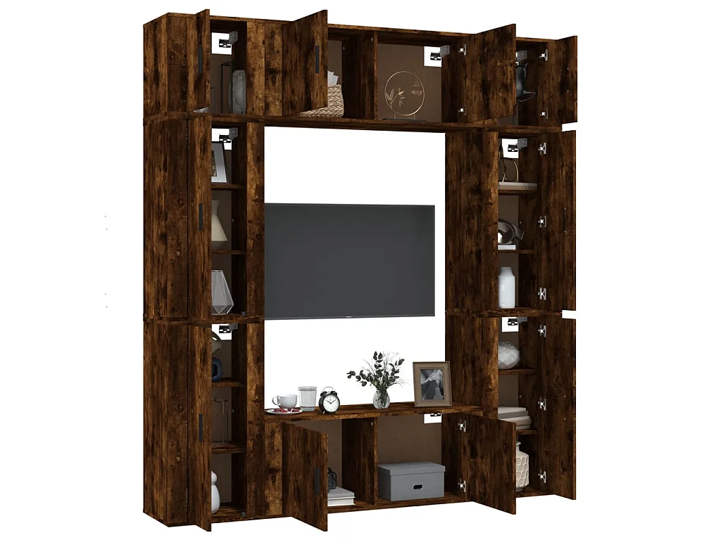 Ensemble de meubles TV 8 pcs Chêne fumé Bois d'ingénierie BE55175