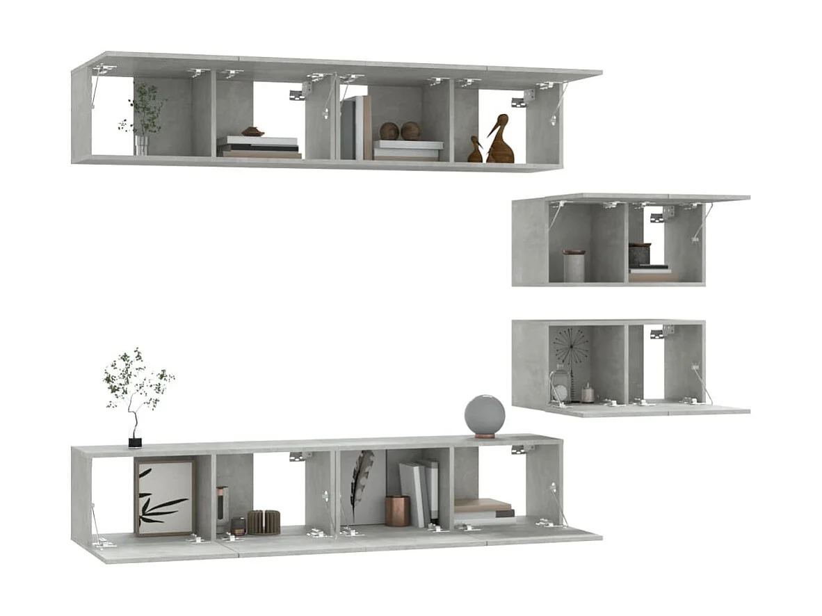 Set di Mobili Porta TV | Armadietti TV 6 pz Grigio Cemento in Legno Multistrato