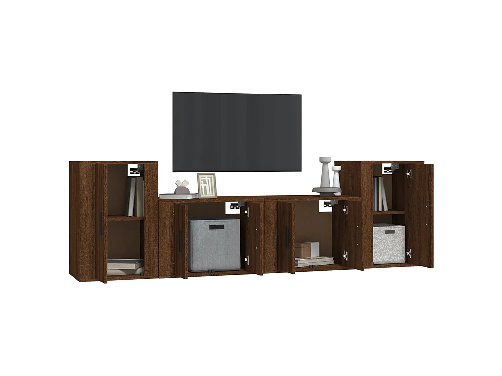 Ensemble de meubles TV 4 pcs Chêne marron Bois d'ingénierie BE79594