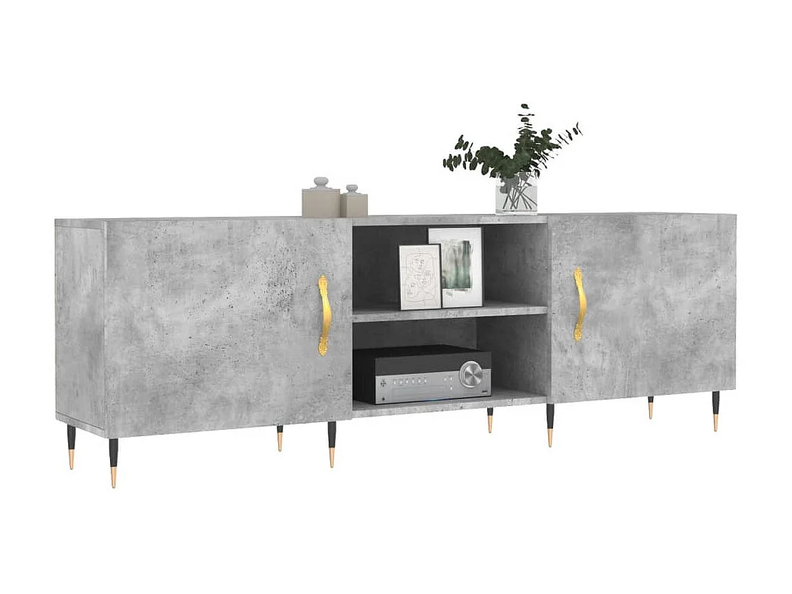 Meuble TV gris béton 150x30x50 cm bois d'ingénierie GR66951