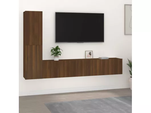 Kauf Unique 4-tlg. TV-Schrank-Set,TV-Möbel Braun Eichen-Optik Holzwerkstoff -gkd280769