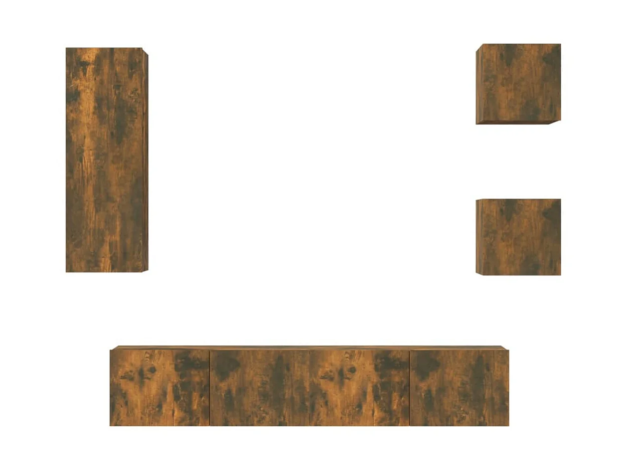 Ensemble de meubles TV 5 pcs Chêne fumé Bois d'ingénierie BE28798