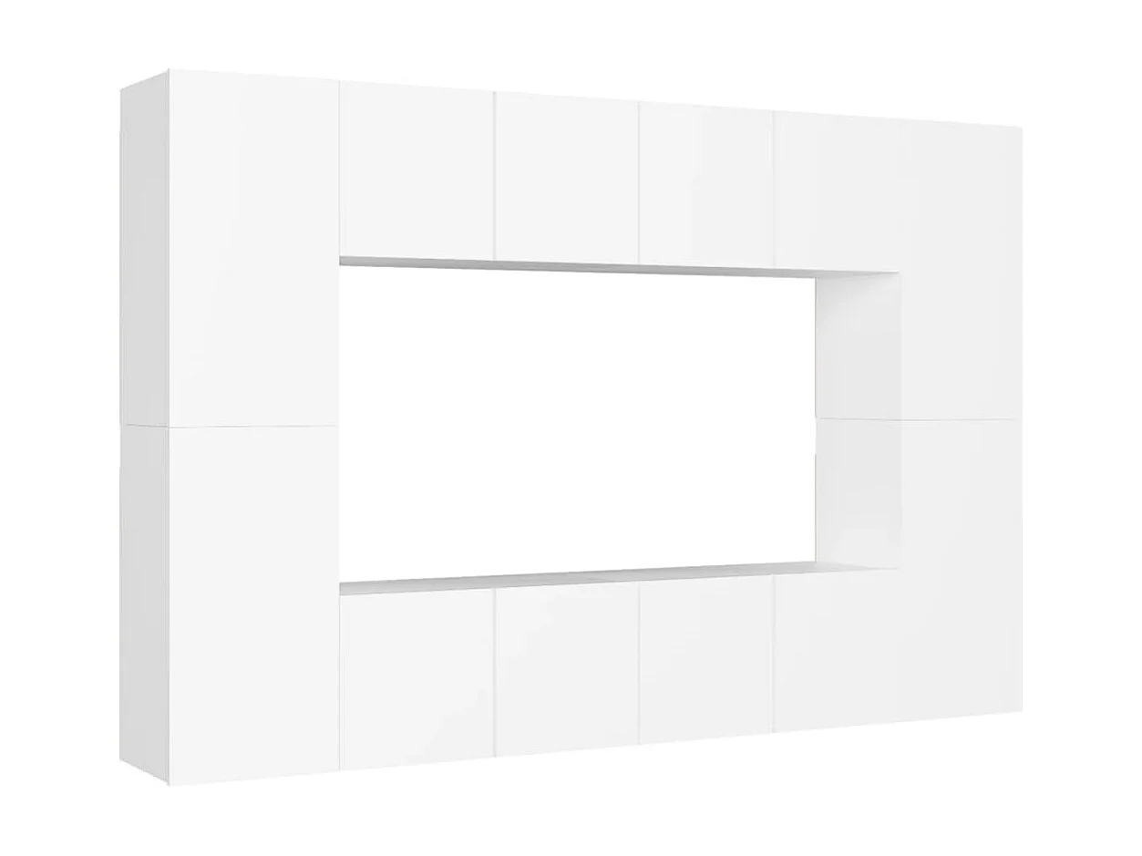 Meubles TV 8 pcs Blanc Aggloméré BE28882