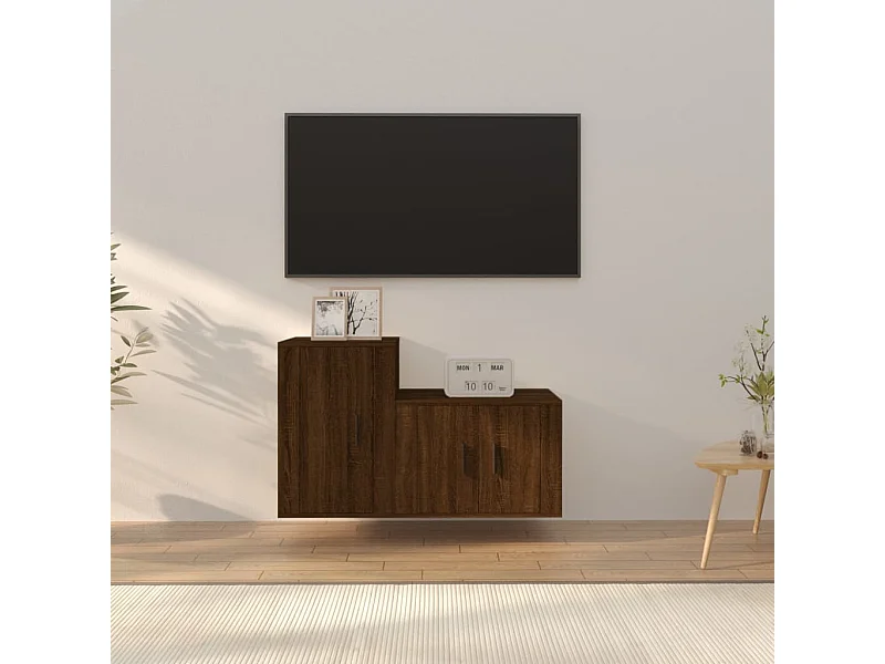 2-tlg. TV-Schrank-Set,TV-Möbel Braun Eichen-Optik Holzwerkstoff -gkd151378
