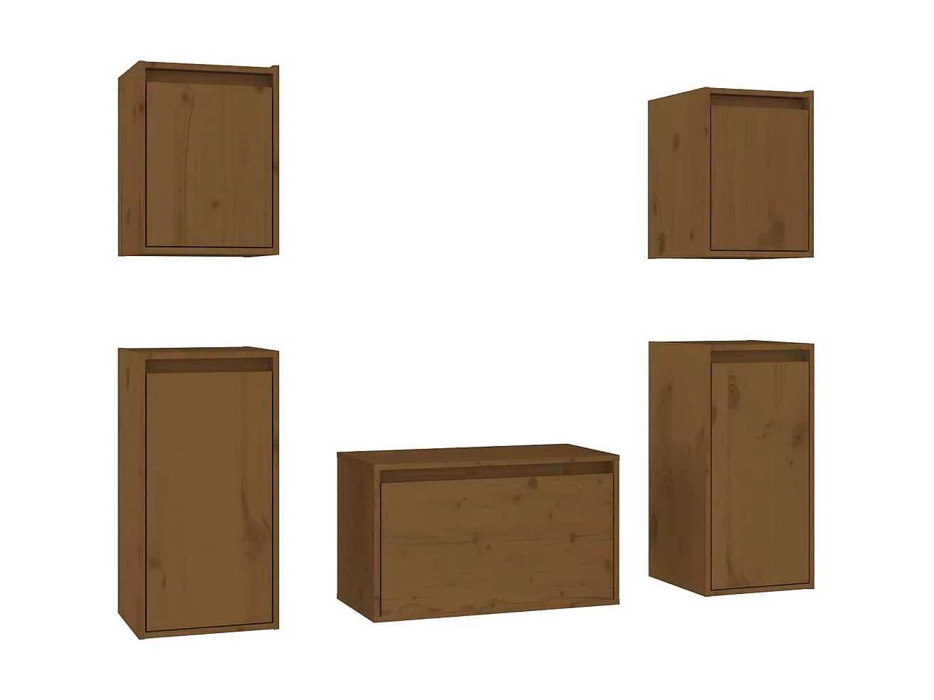 5 pcs Meubles TV Marron miel Bois massif de pin BE64676
