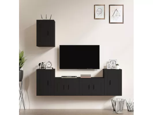 Kauf Unique 5-tlg. TV-Schrank-Set,TV-Möbel Schwarz Holzwerkstoff -gkd479561