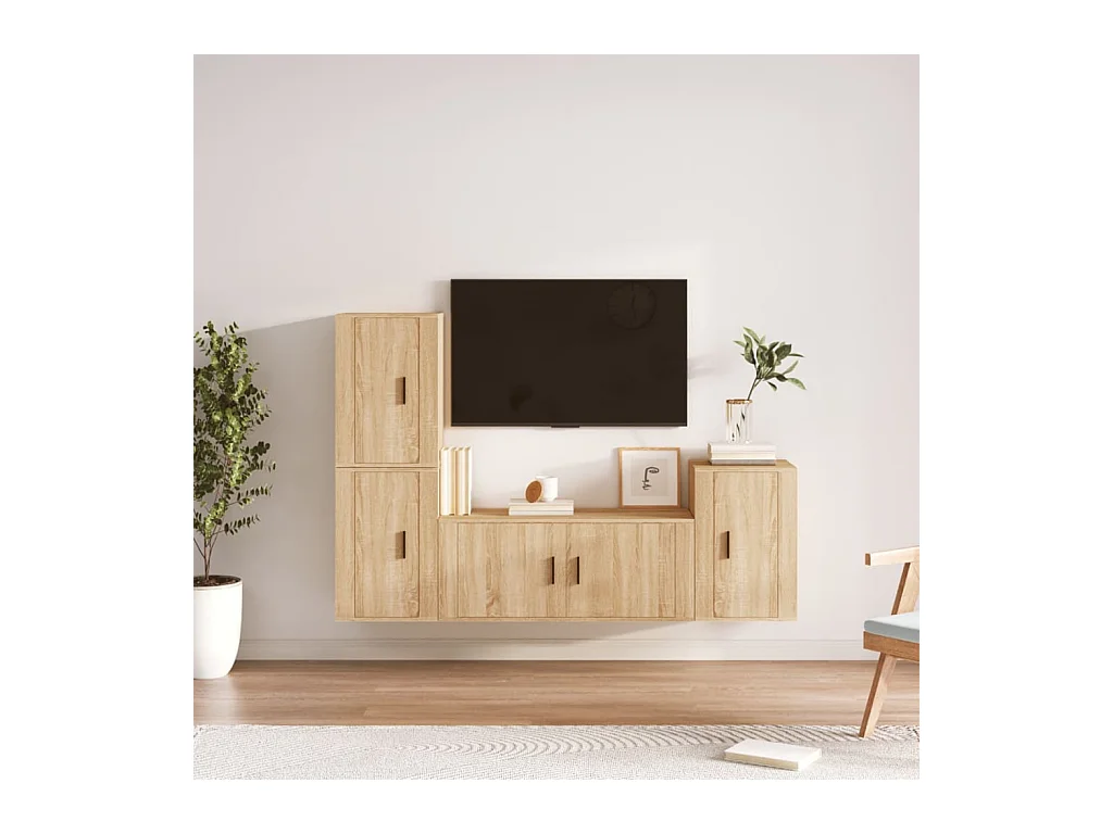 Ensemble de meubles TV 4 pcs Chêne sonoma Bois d'ingénierie BE44294