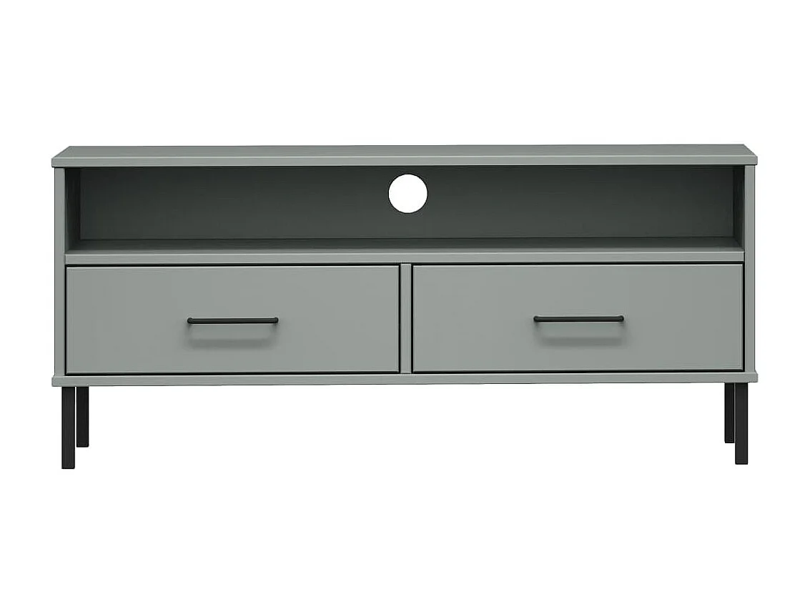 TV-Schrank,TV-Möbel OSLO mit Metallbeinen Grau Massivholz Kiefer -gkd510458