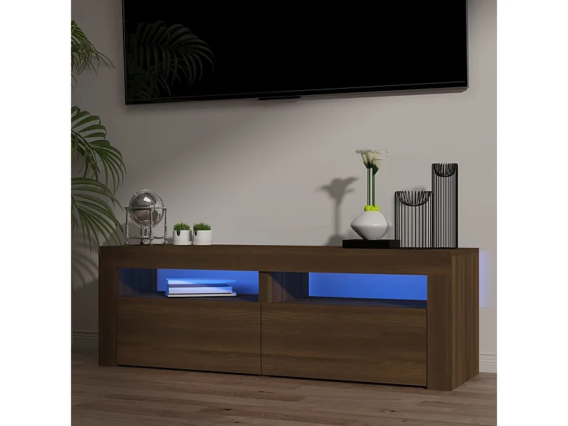 TV-Schrank,TV-Möbel mit LED-Leuchten Braun Eichen-Optik 120x35x40 cm -gkd616680