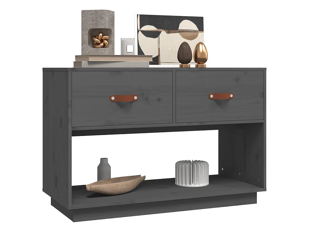 TV-Schrank,TV-Möbel Grau 90x40x60 cm Massivholz Kiefer -gkd65516