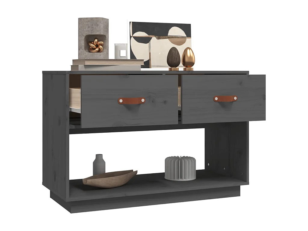 Meuble TV Gris 90x40x60 cm Bois de pin massif BE38290