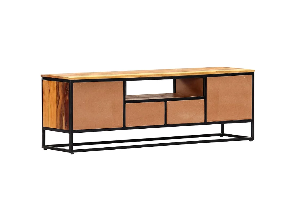 Meuble TV 120 x 30 x 40 cm Bois de récupération massif et acier BE89249