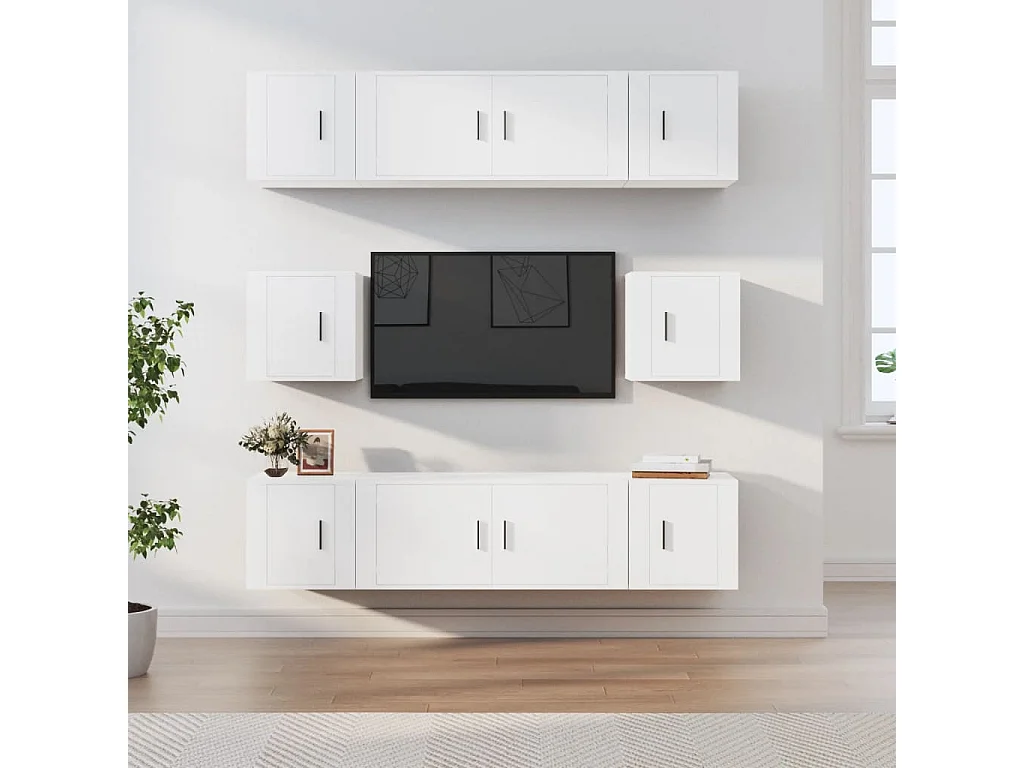 Meubles TV 8 pcs Blanc Bois d'ingénierie BE24701