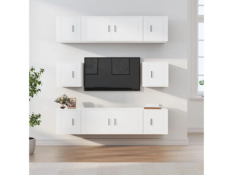 Meubles TV 8 pcs Blanc Bois d'ingénierie BE24701