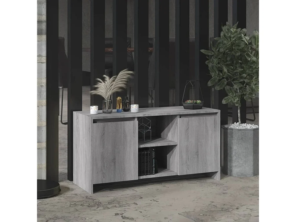 Móvel de TV 102x37,5x52,5 cm contraplacado cor sonoma cinzento PT239655