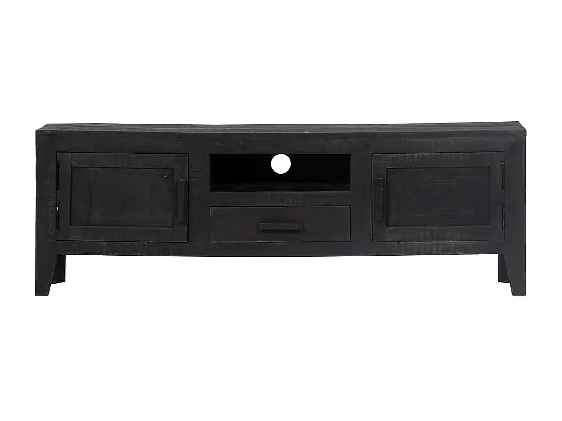 Meuble TV Noir 118 x 30 x 40 cm Bois de manguier massif BE43817