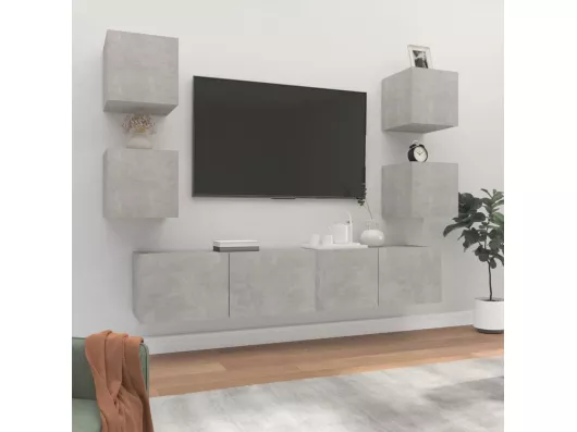 Kauf Unique 6-tlg. TV-Schrank-Set,TV-Möbel Betongrau Holzwerkstoff -gkd654843