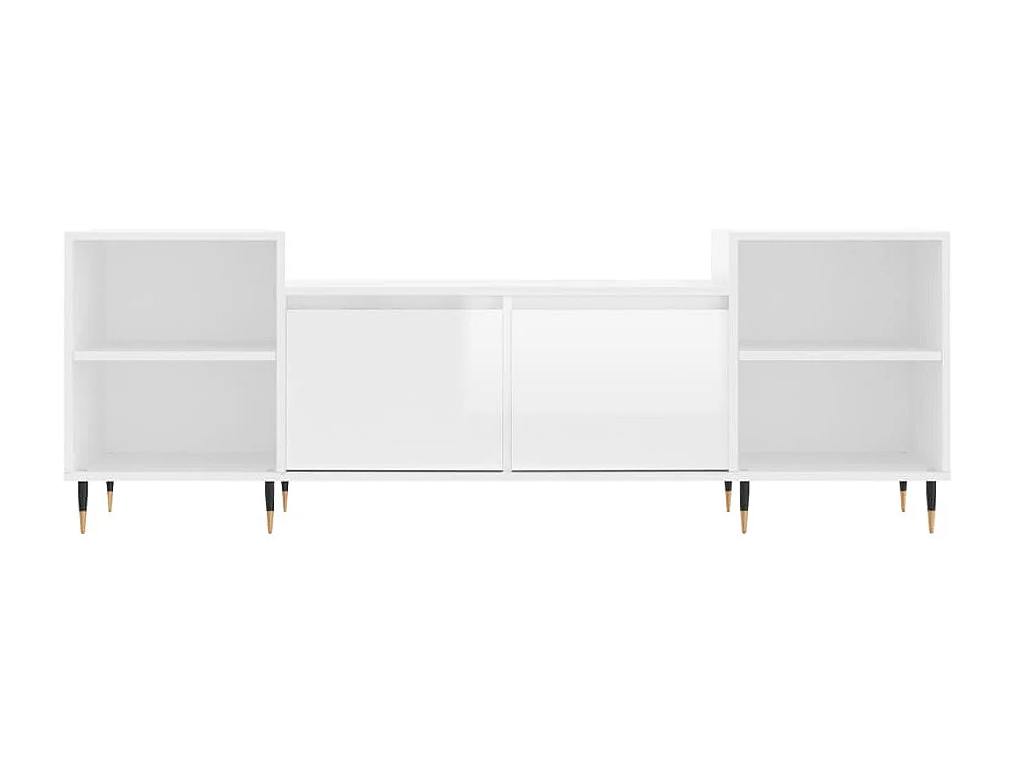 Meuble TV Blanc brillant 160x35x55 cm Bois d'ingénierie BE1842