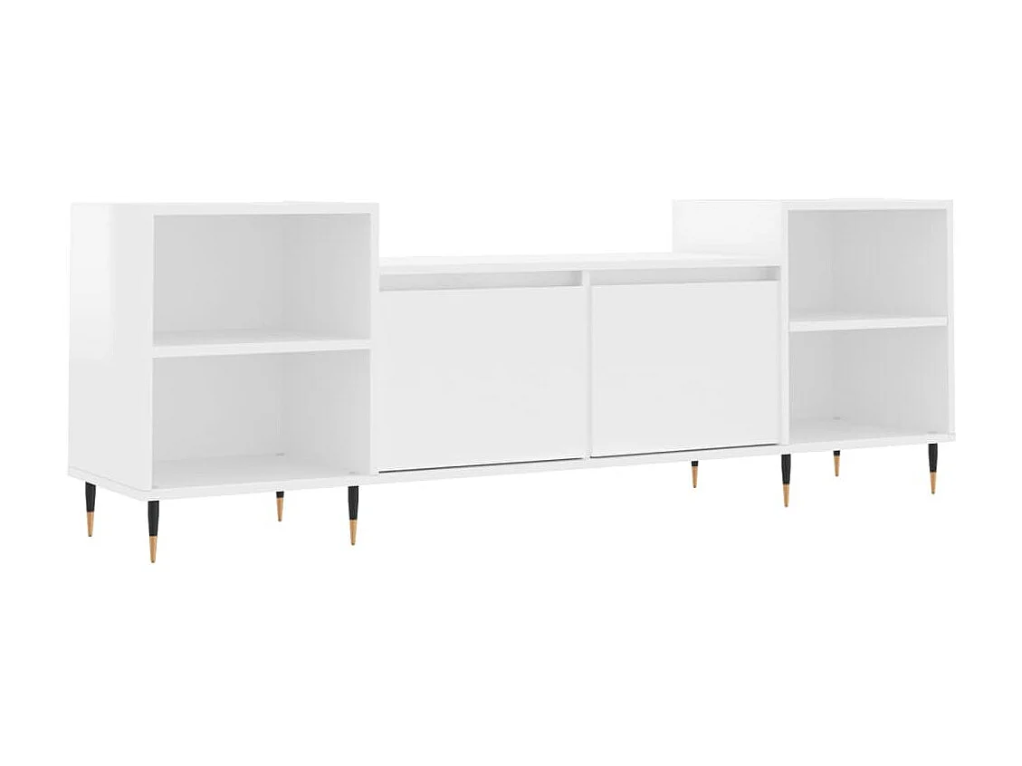 Meuble TV Blanc brillant 160x35x55 cm Bois d'ingénierie BE1842