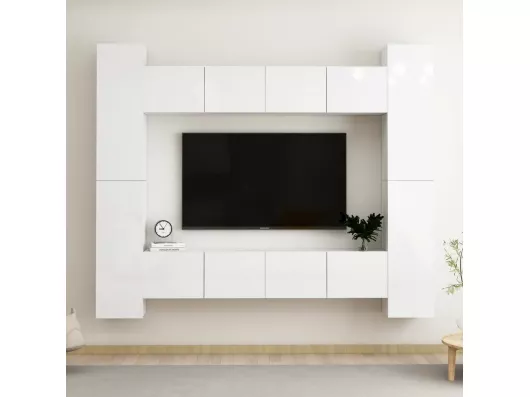 Kauf Unique 8-tlg. TV-Schrank-Set,TV-Möbel Hochglanz-Weiß Holzwerkstoff -gkd514509