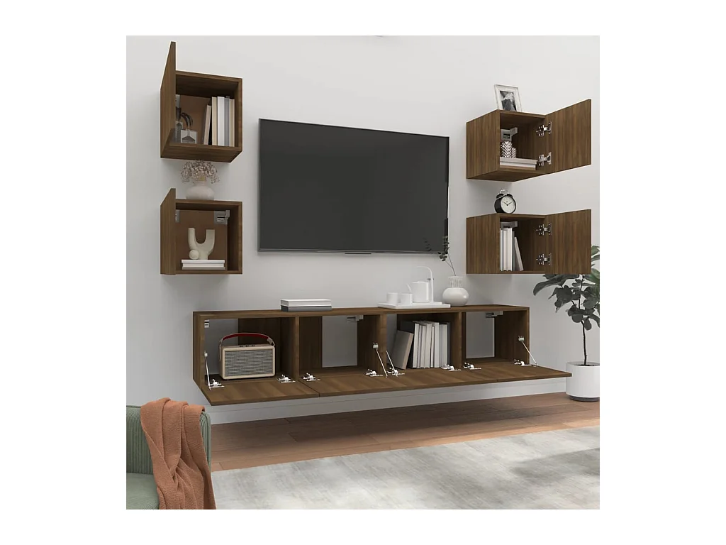 Ensemble de meubles TV 6 pcs Chêne marron Bois d'ingénierie BE98958