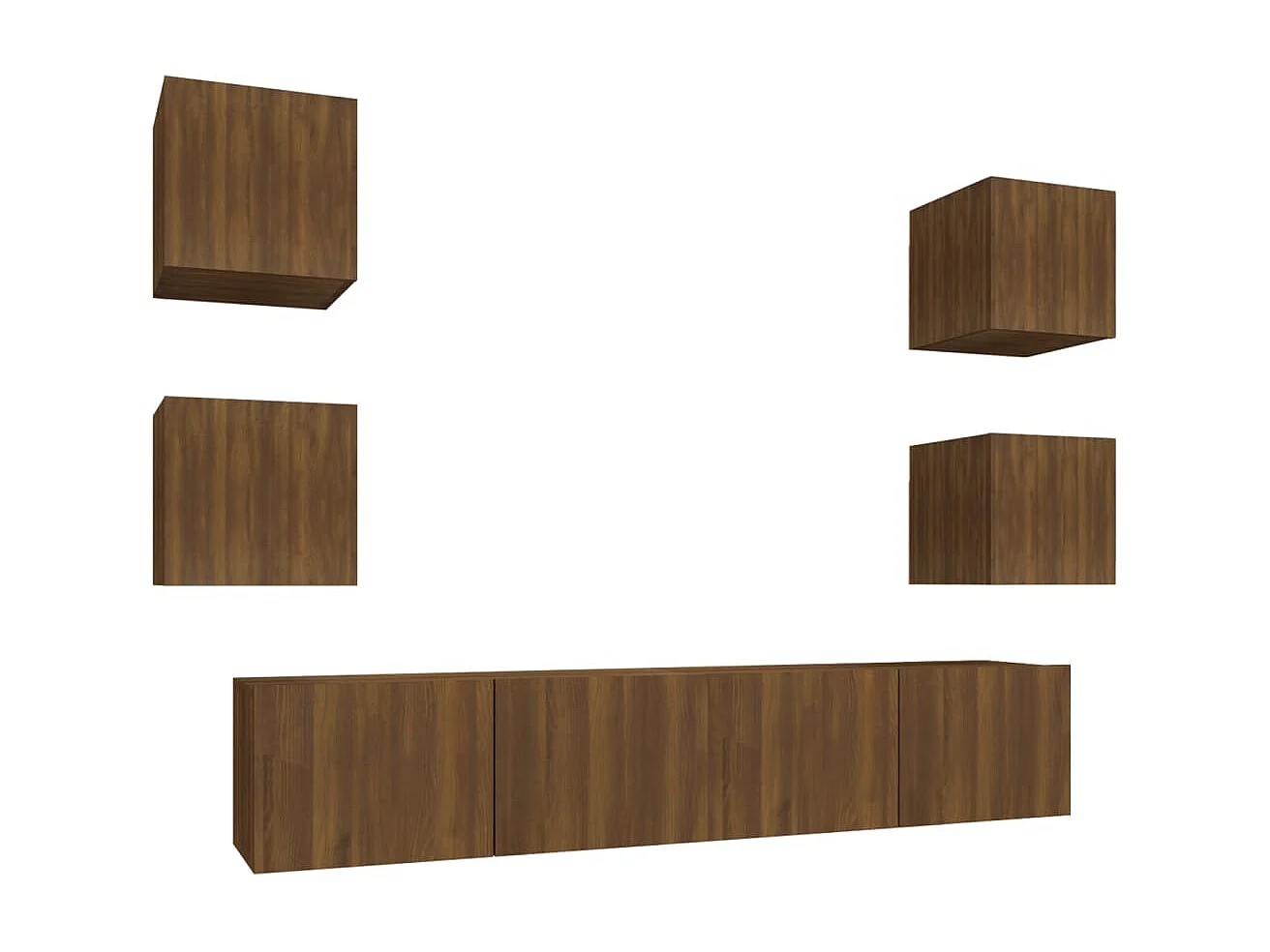 6-delige Tv-meubelset bewerkt hout bruin eikenkleur NL43321