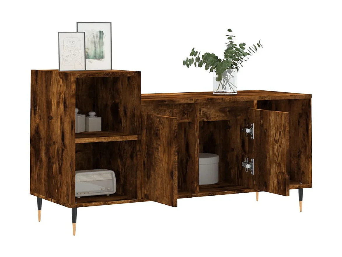 Meuble TV Chêne fumé 100x35x55 cm Bois d'ingénierie BE52206