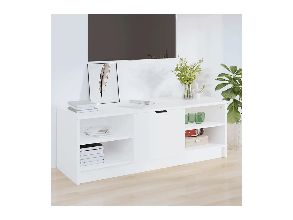 Meuble TV Blanc 102x35,5x36,5 cm Bois d'ingénierie BE58857
