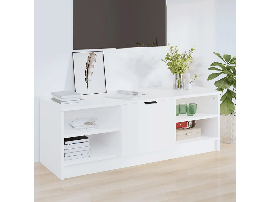 Meuble TV Blanc 102x35,5x36,5 cm Bois d'ingénierie BE58857